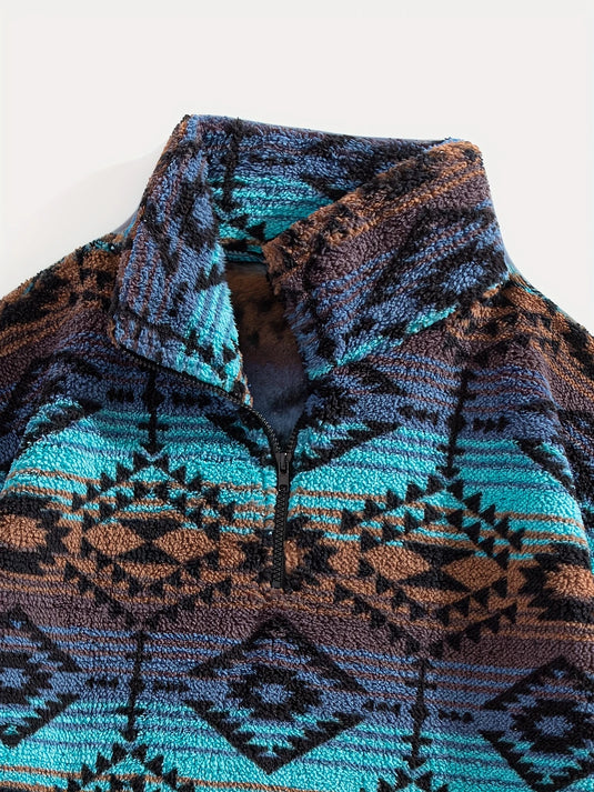 TMSWST16 - Aztec Print 1/4 Zip Sweatshirt