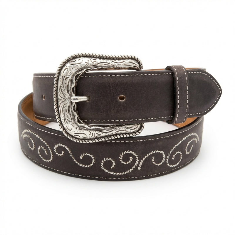 Load image into Gallery viewer, B31- RockinLeather Choco Belt with Embroidery
