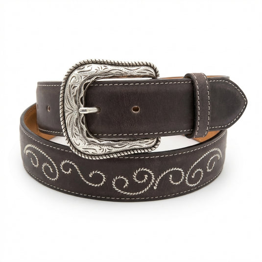 B31- RockinLeather Choco Belt with Embroidery