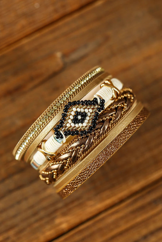 DLLBC 5 - Multicolour Rhinestone Beaded Magnetic Buckle Bracelet