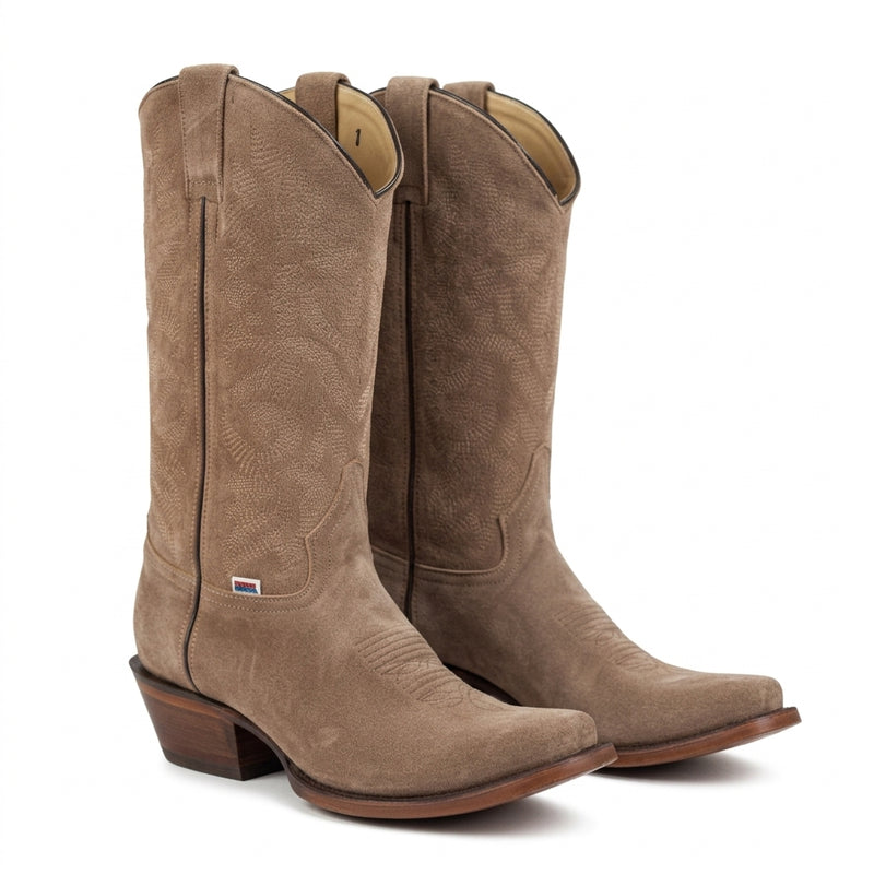 Load image into Gallery viewer, 1227 - RockinLeather Men's Tan Suede Narrow Square Toe Western Boot
