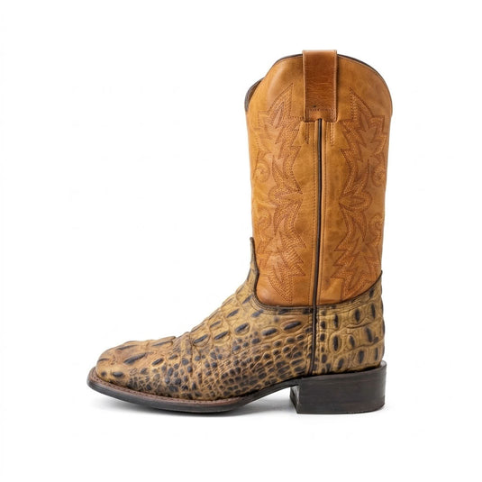 CP5014 - Cowboy Prayer Hand Crafted Rustic Brown Gator Print Cowboy Boots