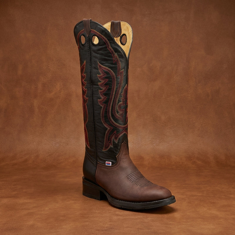 Load image into Gallery viewer, 1256 - RockinLeather Men's R Toe Buckaroo Distressed Brown Western Boot
