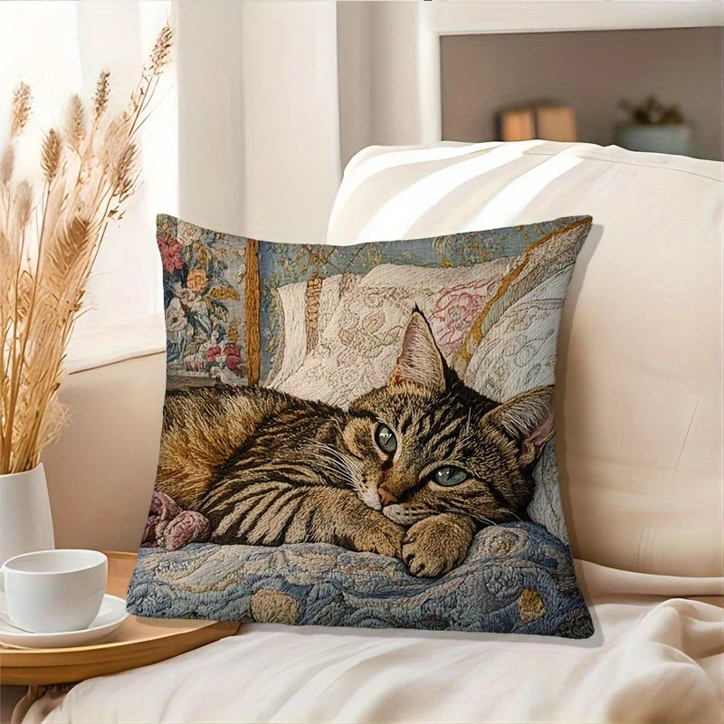 Load image into Gallery viewer, TMPL130 - 1 Piece - 18&quot; x 18&quot; Cozy Cat Throw Pillow
