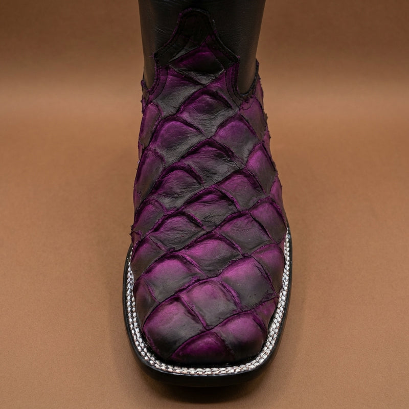 Load image into Gallery viewer, CP5006 - Cowboy Prayer Men's Purple Pirarucu Print Western Boot
