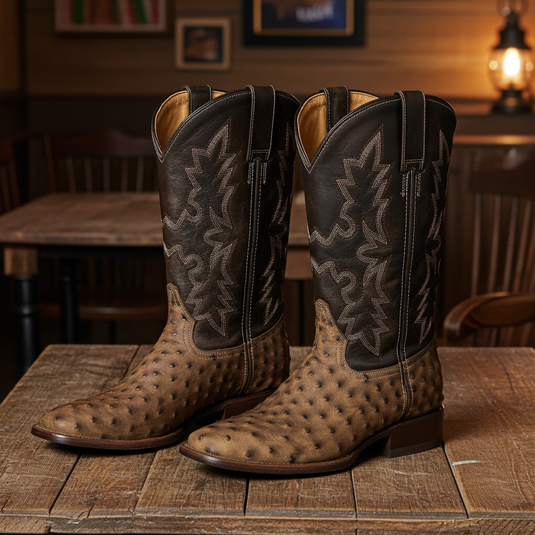CP5003 - Cowboy Prayer Men's Ostrich Print Western Boot