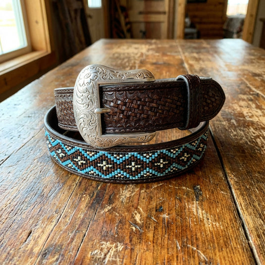 N2419402 - Nocona Men's Geometric Beaded Inlay Belt