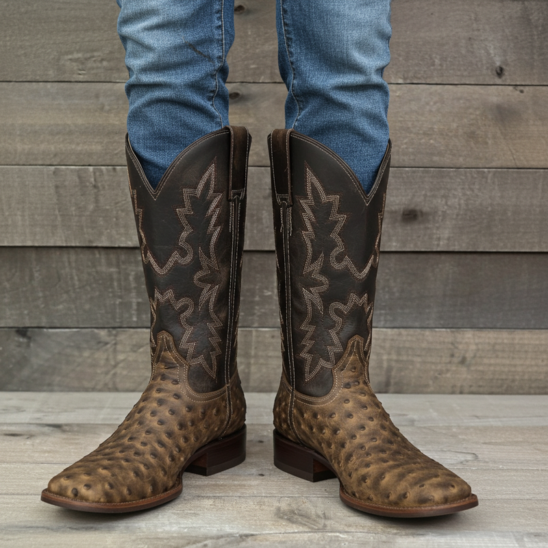 Load image into Gallery viewer, CP5003 - Cowboy Prayer Men&#39;s Ostrich Print Western Boot
