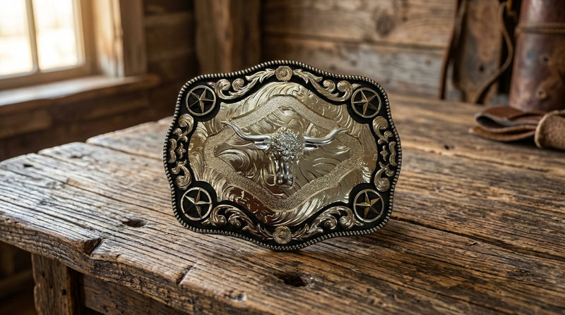 Load image into Gallery viewer, AWW6 - Bullhead Rose Gold 4 Star Buckle
