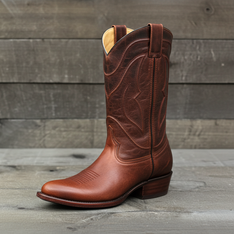 Load image into Gallery viewer, 1252 - RockinLeather Men's Cognac Goat Western Boot With Pointed Toe
