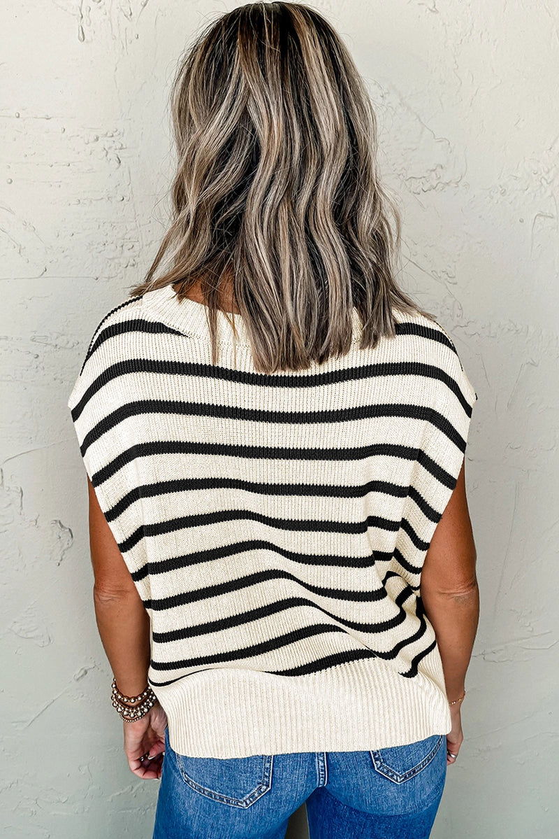 Load image into Gallery viewer, DLLS550 - Ladies White Side Slits Crewneck Short Sleeve Sweater Tee
