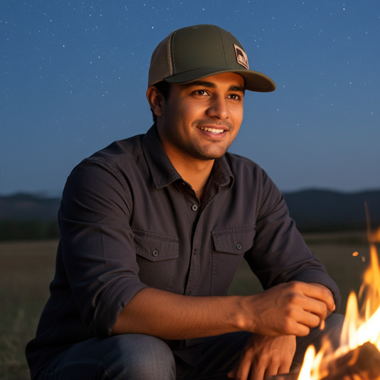 CP118 - Cowboy Prayer Leather Patch Moss/Khaki Cap