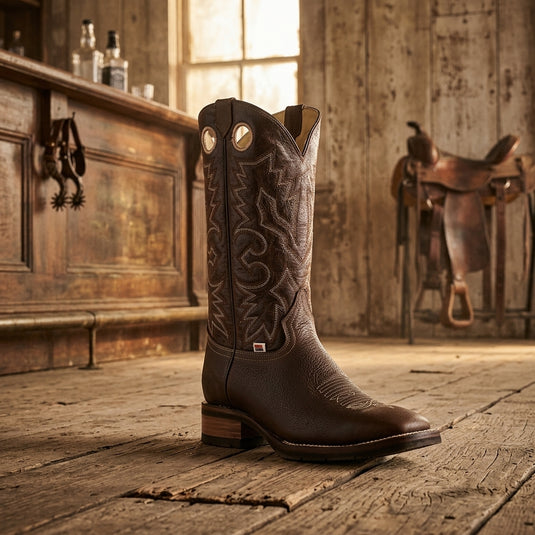 1131 - RockinLeather Men's Square Toe Crazy Flotter Brown Western Boot