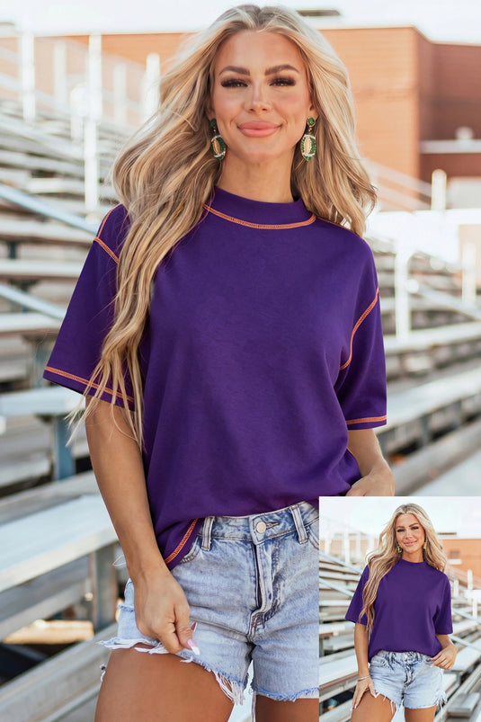 DLLS601 - Ladies Tillandsia Purple Reversible Contrast-Stitched T-Shirt
