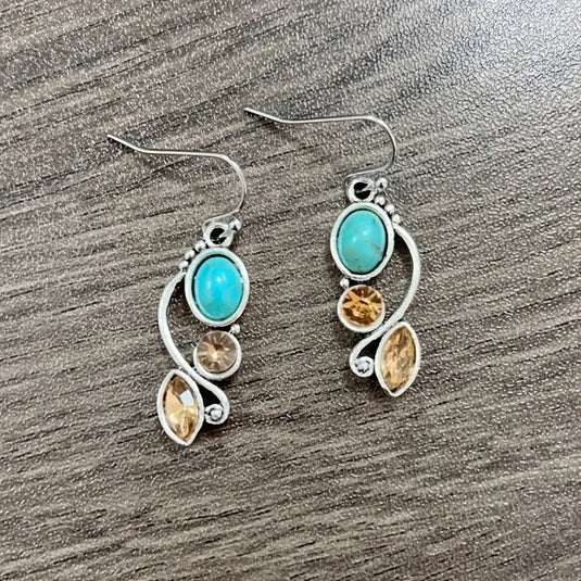 TMER51 - Turquoise Water Inlaid Drop Earrings