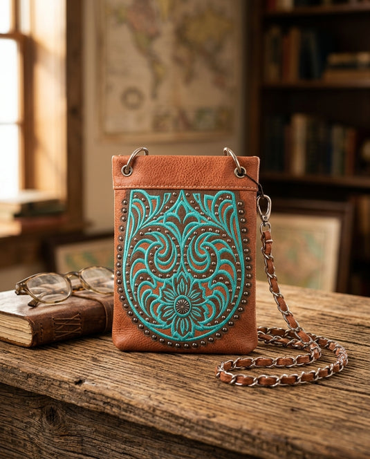 Rainbow Purse 6 - Brown with Teal Design