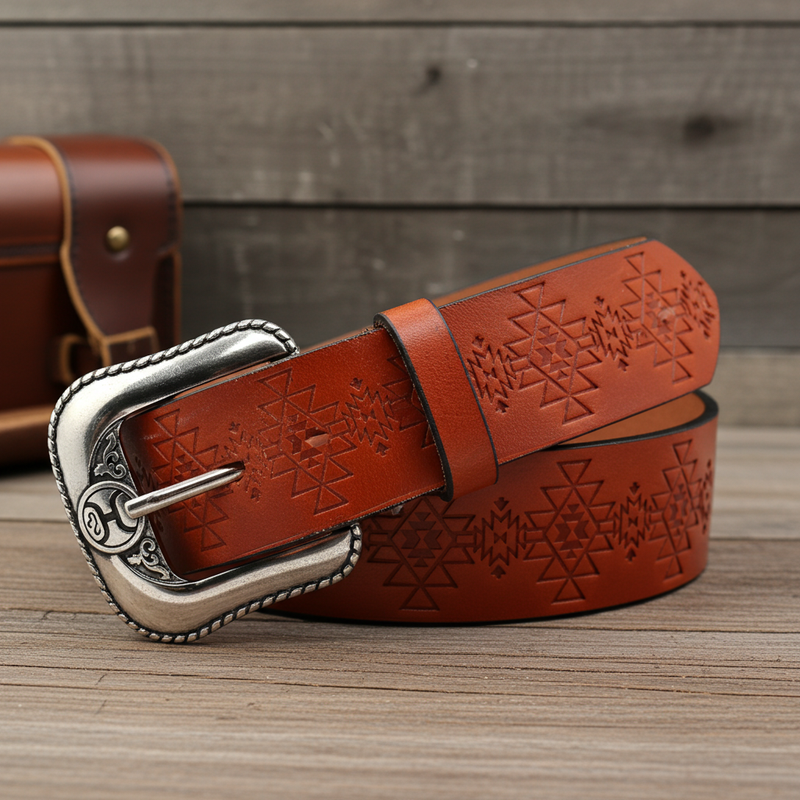 Load image into Gallery viewer, HMBLT044 - Hooey Classic Bomber 1.5&quot; Tan Leather Belt with Monterey Embossed Pattern
