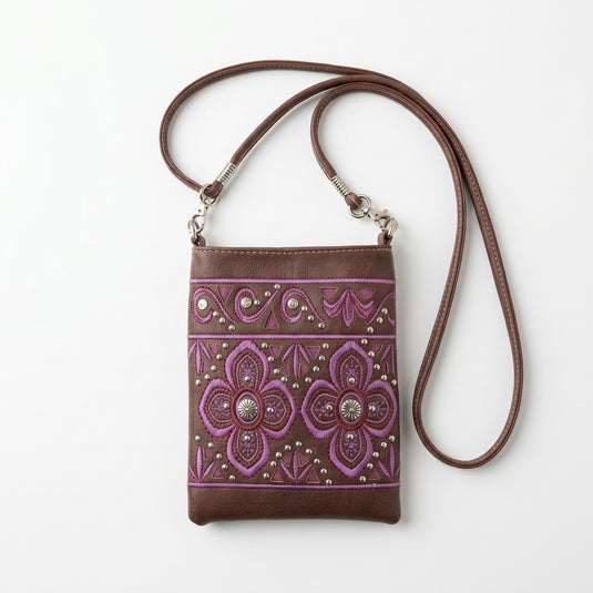 Rainbow Purse 4 - Brown with Purple Floral Design