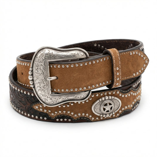 N2481202 - Nocona Men's Brown Hand Tool Engraving Belt