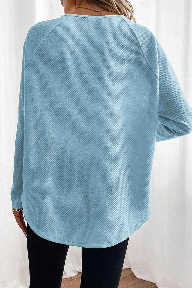 Load image into Gallery viewer, DLLS383- Ladies Myosotis Textured Raglan Sleeve Knit Loose Top
