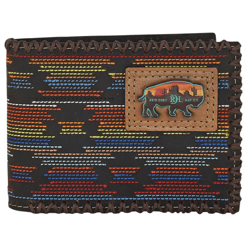 23225881W8 - Red Dirt Hat Co Bifold Wallet, Multi Colored Stitched Serape