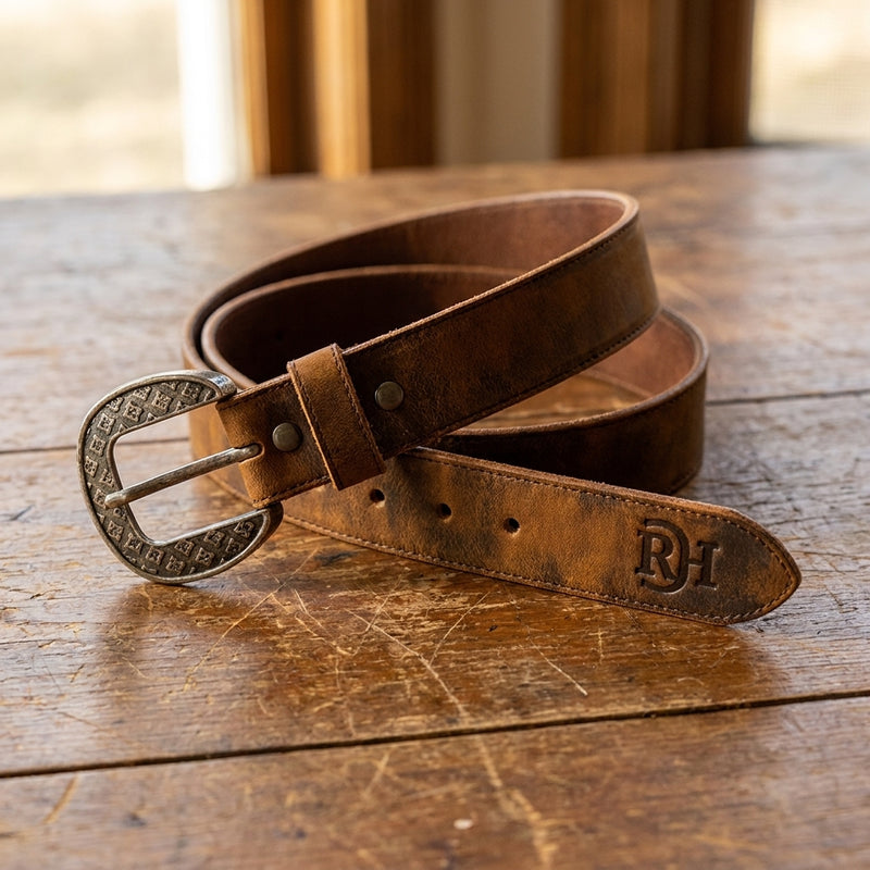 Load image into Gallery viewer, 22227BE4 - Red Dirt Hat Co. Men's Distressed Leather Belt
