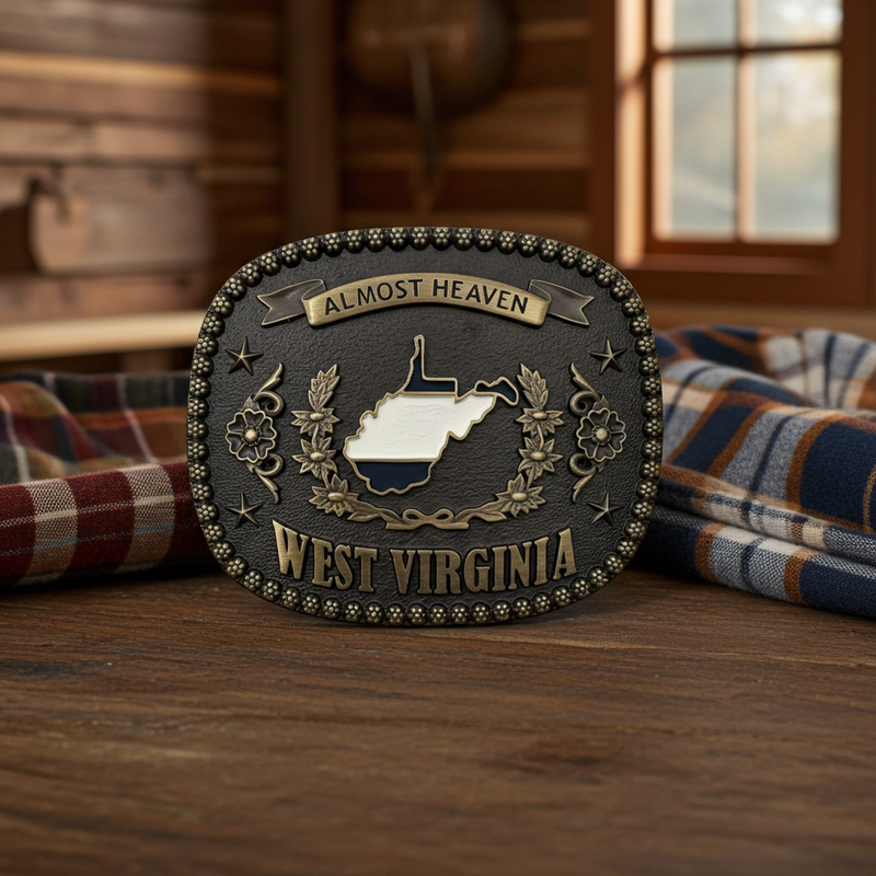Load image into Gallery viewer, RLB007 - RockinLeather &quot;Almost Heaven West Virginia&quot; Belt Buckle

