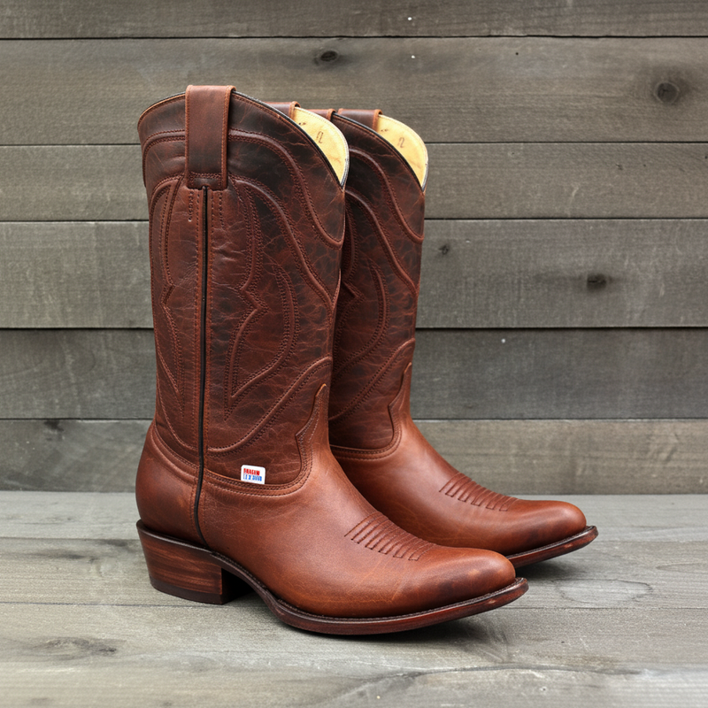Load image into Gallery viewer, 1252 - RockinLeather Men's Cognac Goat Western Boot With Pointed Toe
