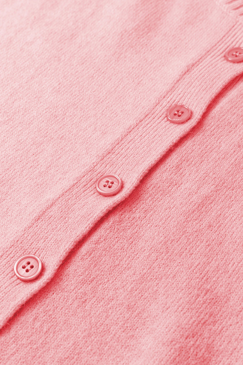 Load image into Gallery viewer, DLLS437 - Ladies Peach Blossom 3/4 Sleeve Boxy Knit Button Down Sweater Cardigan
