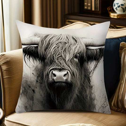 TMPL11 - 1 Piece Highland Cow Print Throw Pillow