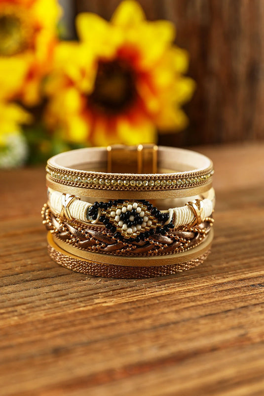 DLLBC 5 - Multicolour Rhinestone Beaded Magnetic Buckle Bracelet