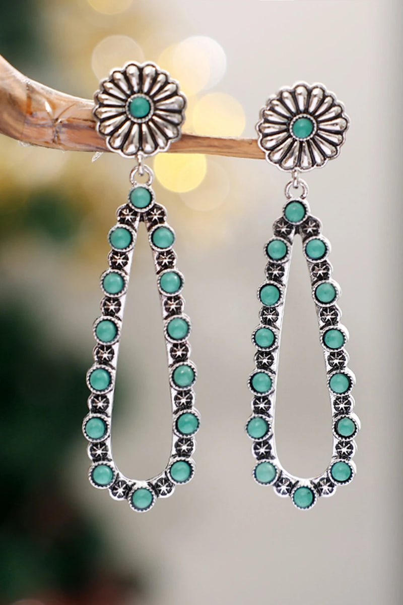 Load image into Gallery viewer, DLLER 3 - Silver Flower Turquoise Western Fashion Earrings
