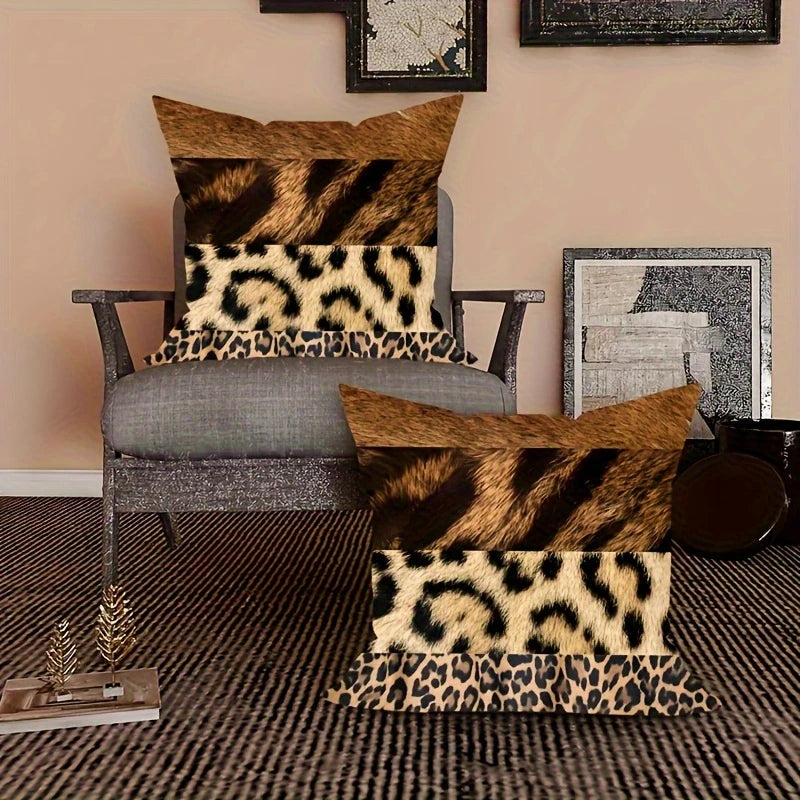 Load image into Gallery viewer, TMPL112 - 2 Piece Set - 18&quot; x 18&quot; Animal Print Throw Pillows
