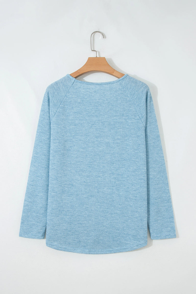 Load image into Gallery viewer, DLLS383- Ladies Myosotis Textured Raglan Sleeve Knit Loose Top
