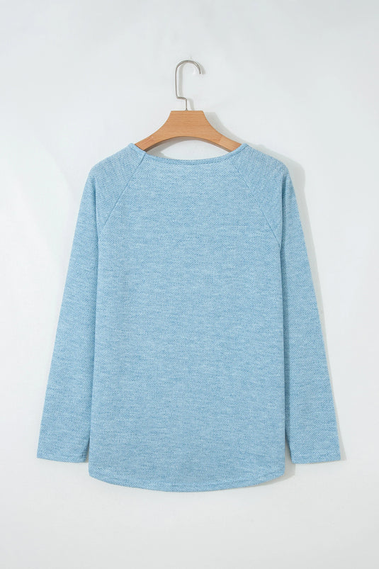 DLLS383- Ladies Myosotis Textured Raglan Sleeve Knit Loose Top