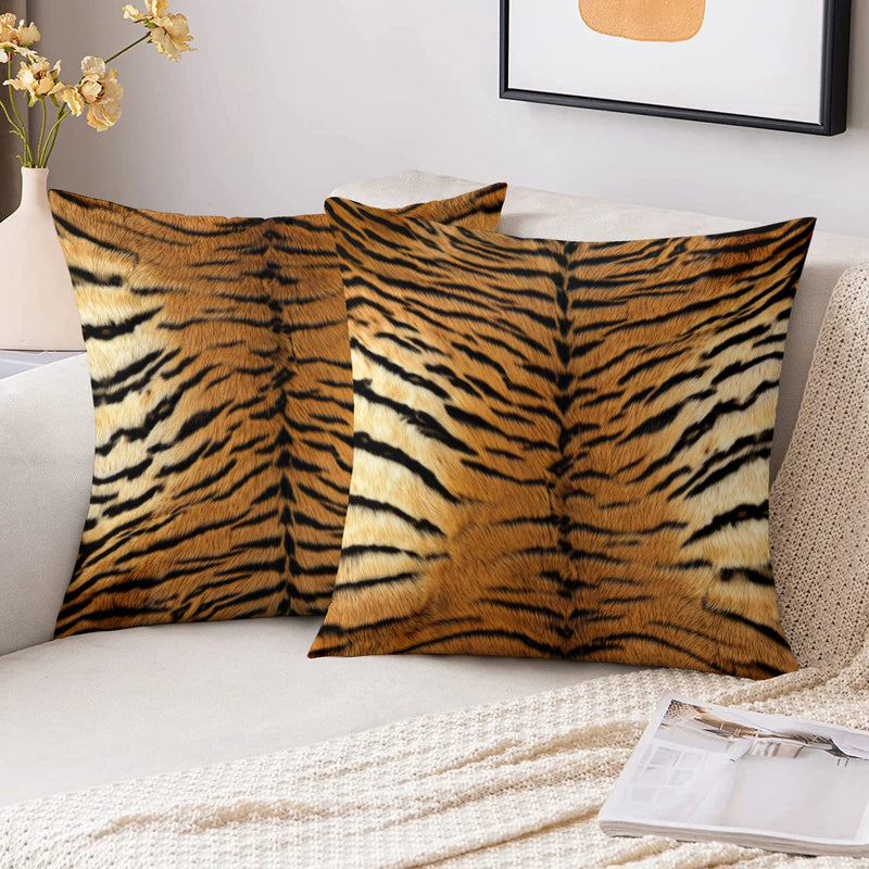 Load image into Gallery viewer, TMPL111 - 2 Piece Set - 18&quot; x 18&quot; Tiger Print Throw Pillows
