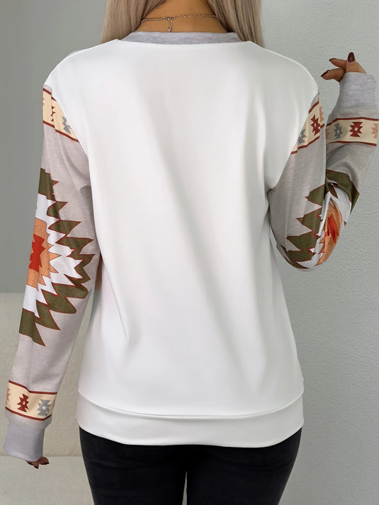 TMTSHT94 - Ladies Tribal Horse Aztec Print Long Sleeve Shirt