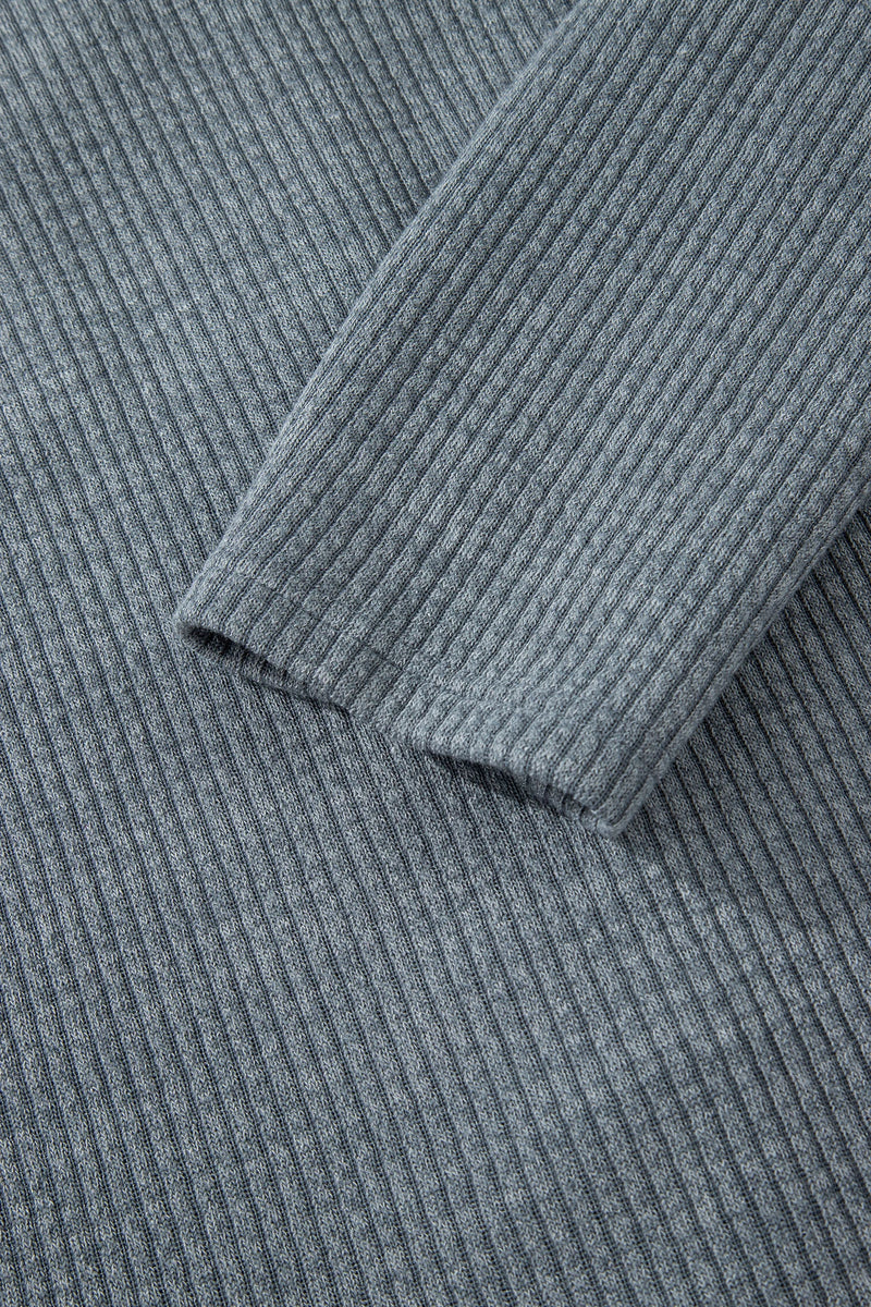 Load image into Gallery viewer, DLLS271 - Ladies Medium Grey Ribbed Knit Buttons Front Flap Pocket Casual Shacket
