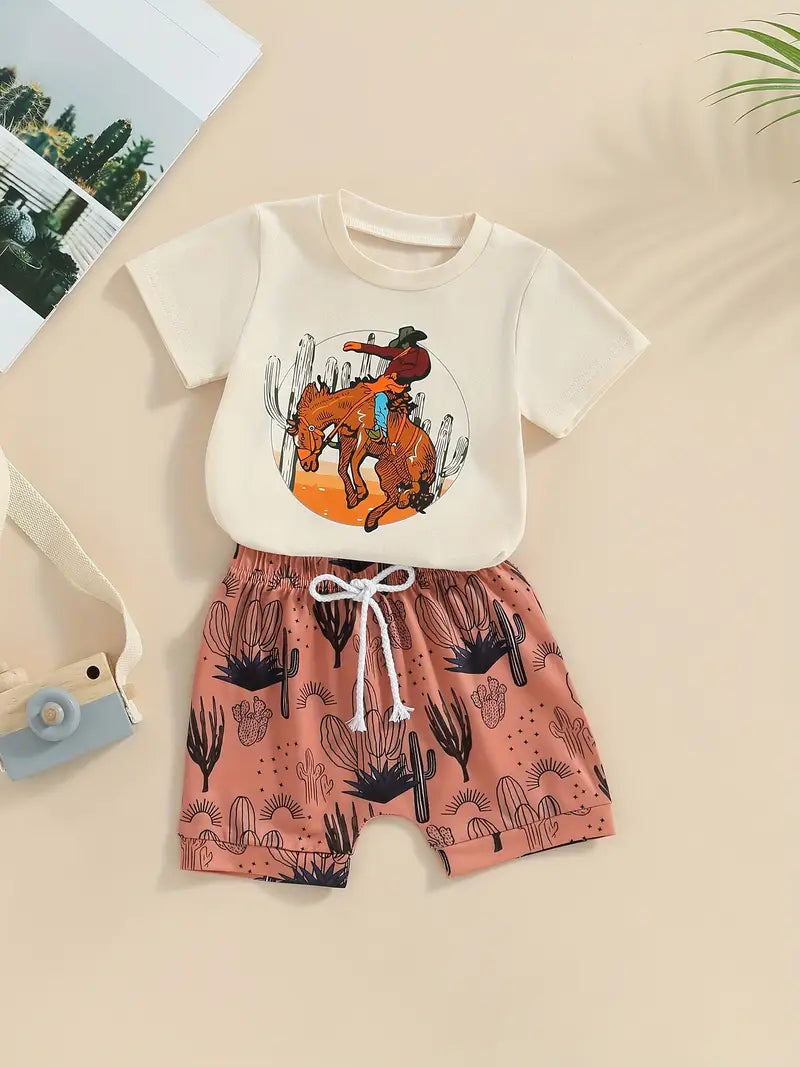 Load image into Gallery viewer, TMCHD13 - Baby Boys 2 Piece Cowboy Print Outfit
