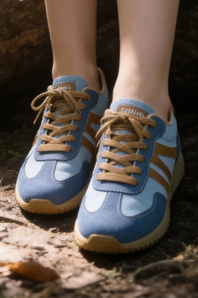 Load image into Gallery viewer, DLLSHOE 77 - Ashleigh Blue Retro Vegan Leather Athletic Detail Lace Up Shoes

