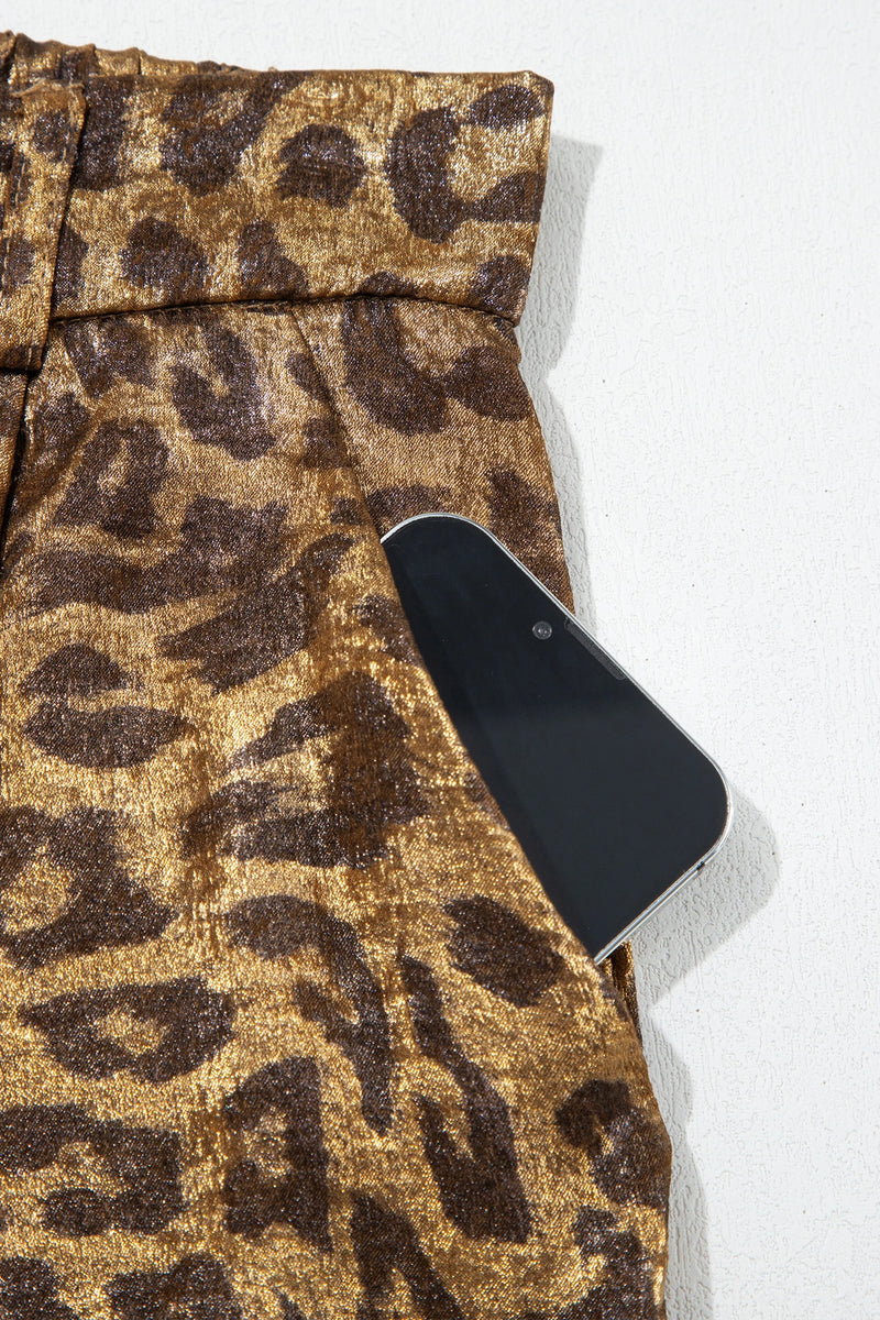 Load image into Gallery viewer, DLLS798 - Ladies Multicolour Leopard Print Western Style Wide Leg Full Length Pants
