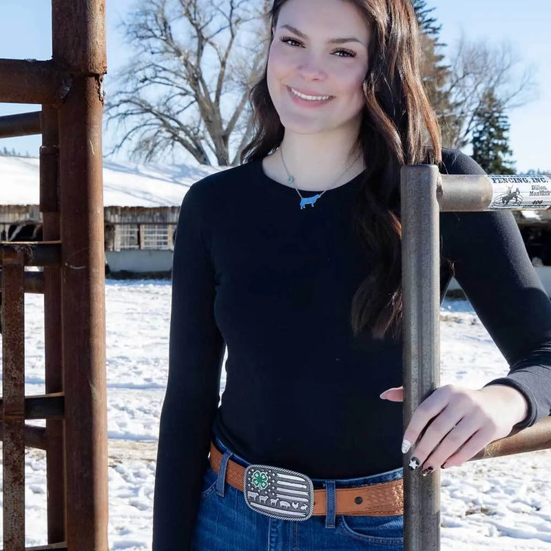 Load image into Gallery viewer, A1049S - Montana Silversmiths 4-H Livestock Buckle
