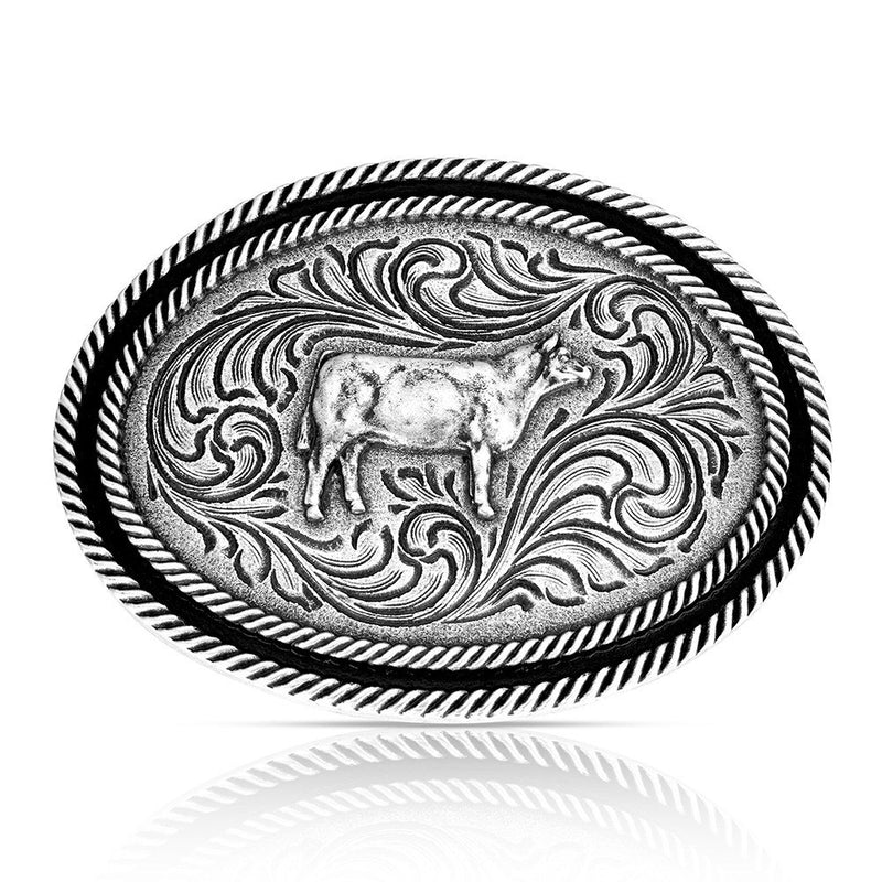 Load image into Gallery viewer, A1051S - Montana Silversmiths Show Steer Antiqued Buckle
