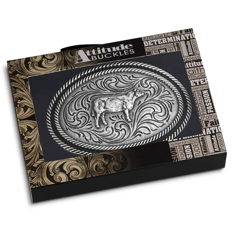 Load image into Gallery viewer, A1051S - Montana Silversmiths Show Steer Antiqued Buckle
