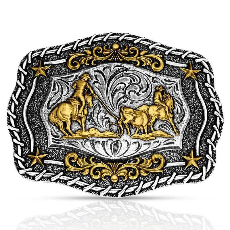 Load image into Gallery viewer, A1061P - Montana Silversmiths The Roundup Team Roper Buckle
