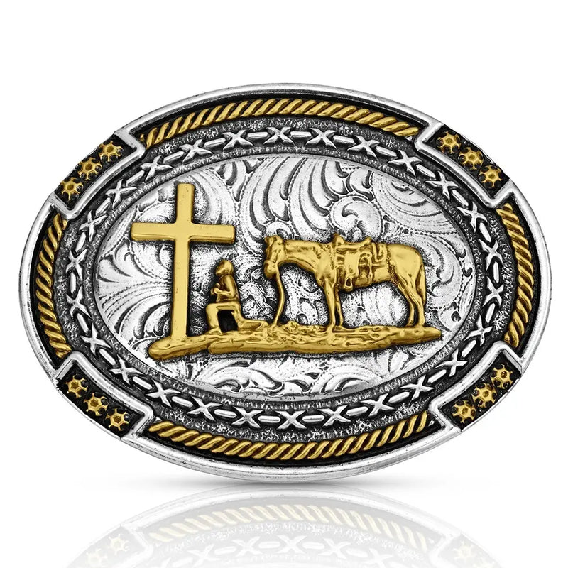 Load image into Gallery viewer, A1074P - Montana Silversmiths Cowboy Credence Buckle
