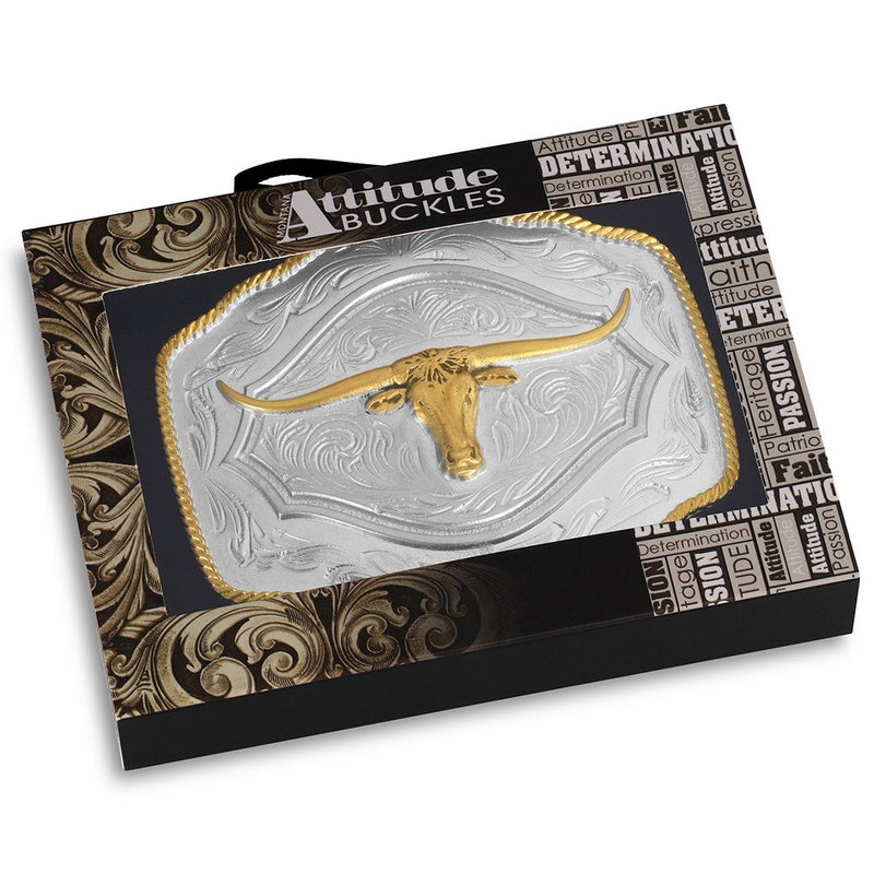 Load image into Gallery viewer, A1079P - Montana Silversmiths On the Range Longhorn Buckle
