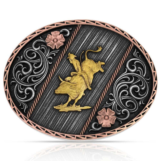 A1086P - Montana Silversmiths Tri Color Rodeo Buckle