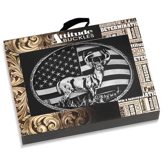A1087S - Montana Silversmiths Hunters Stars & Stripes Buckle