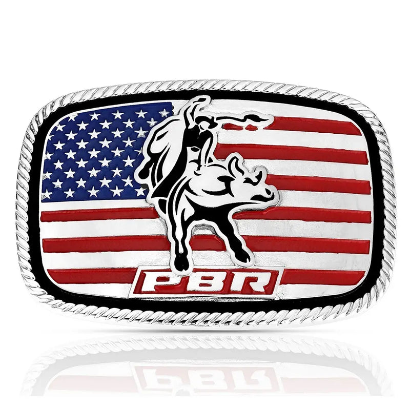 Load image into Gallery viewer, A1090PBR - Montana Silversmiths America Loves Bull Riding PBR Buckle
